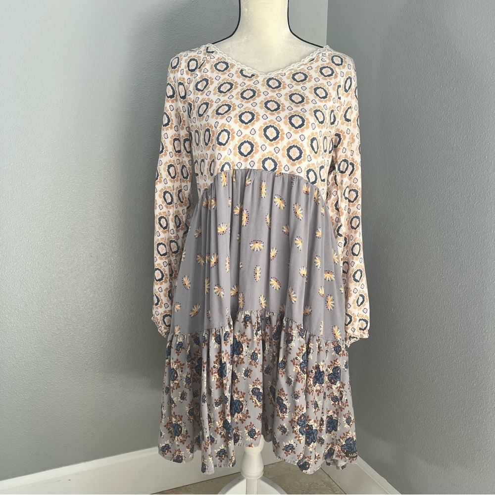 Matilda Jane Cream and Gray Lace Trim Dress - Picture 2 of 12